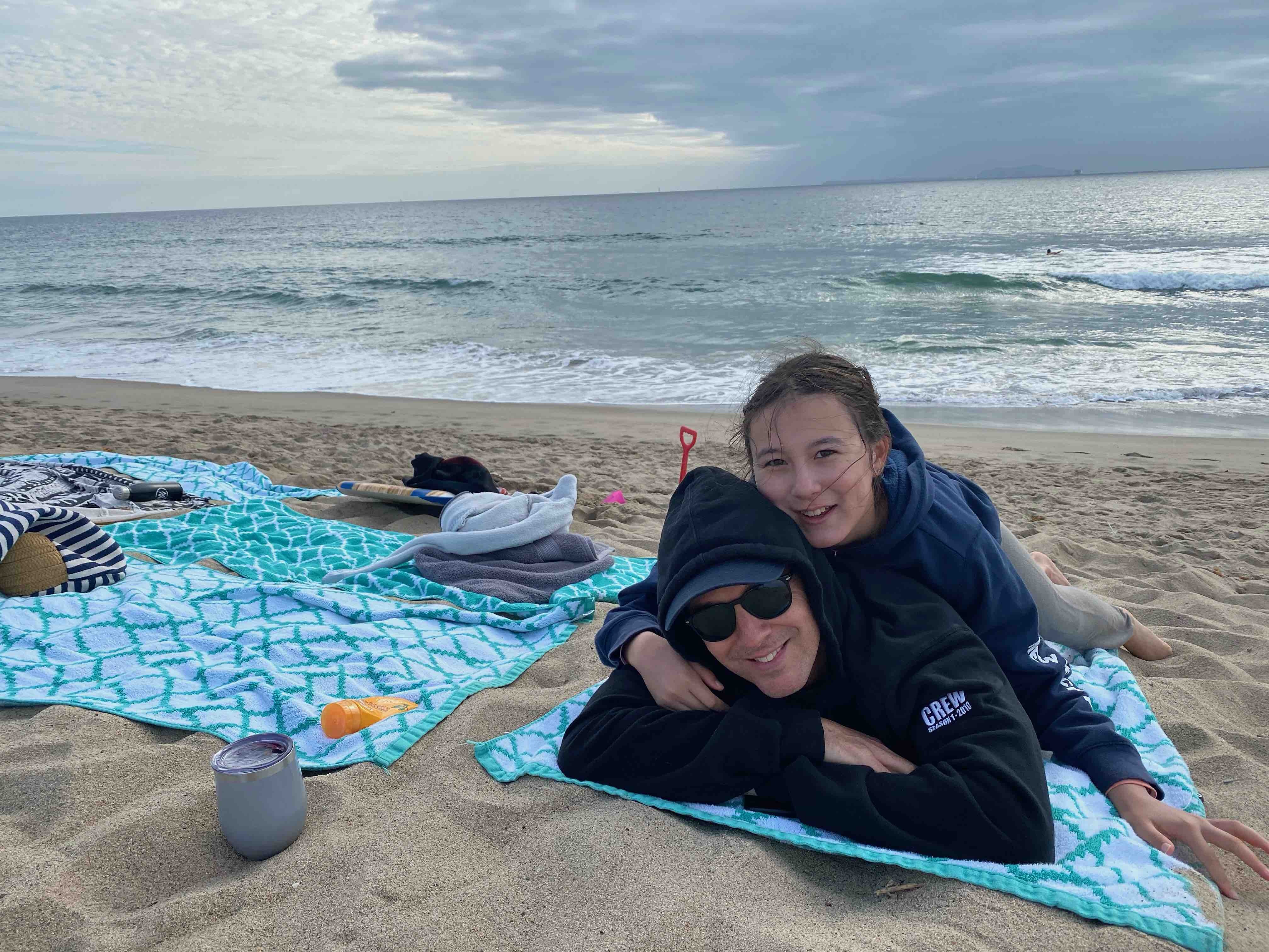 Beach daddy daughter