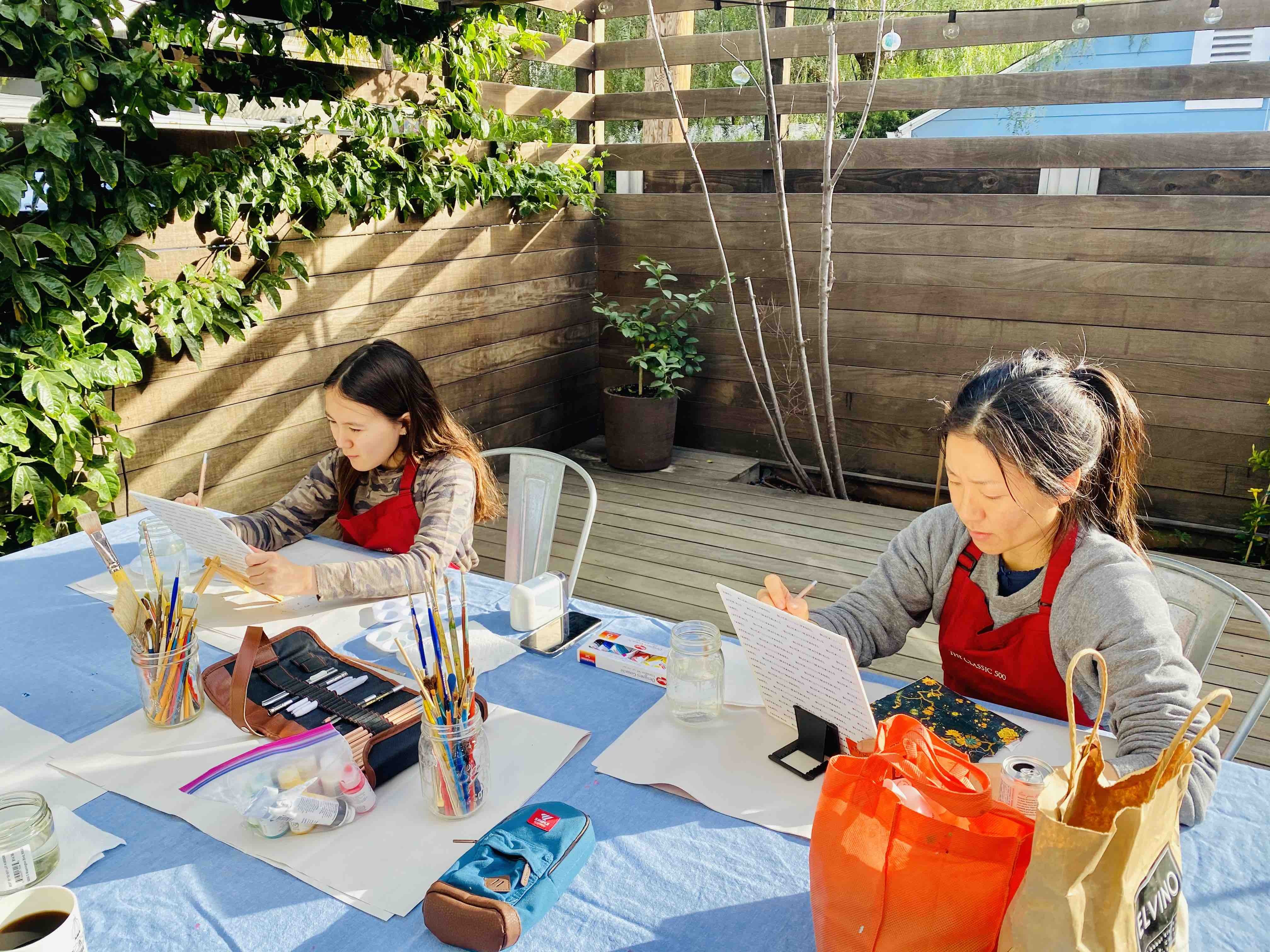 Painting art class back deck
