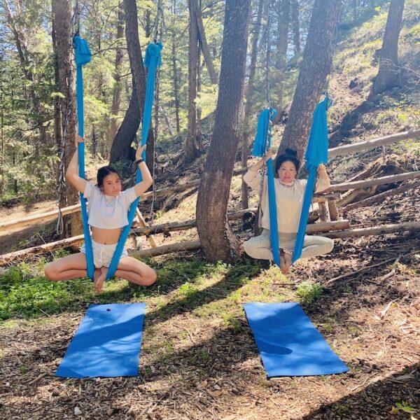 Aerial yoga diamond pose
